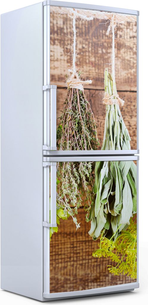 Kühlschrankdekoration 70x180 cm Aufkleber auf dem Kühlschrank - Hängende Kräuter Herbs