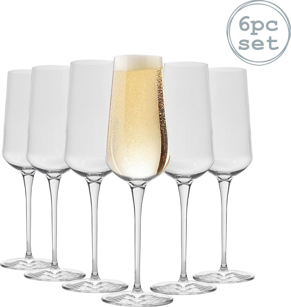 Inalto Uno - Champagnerflöten - 285 ml - Set mit 6 Sektgläsern