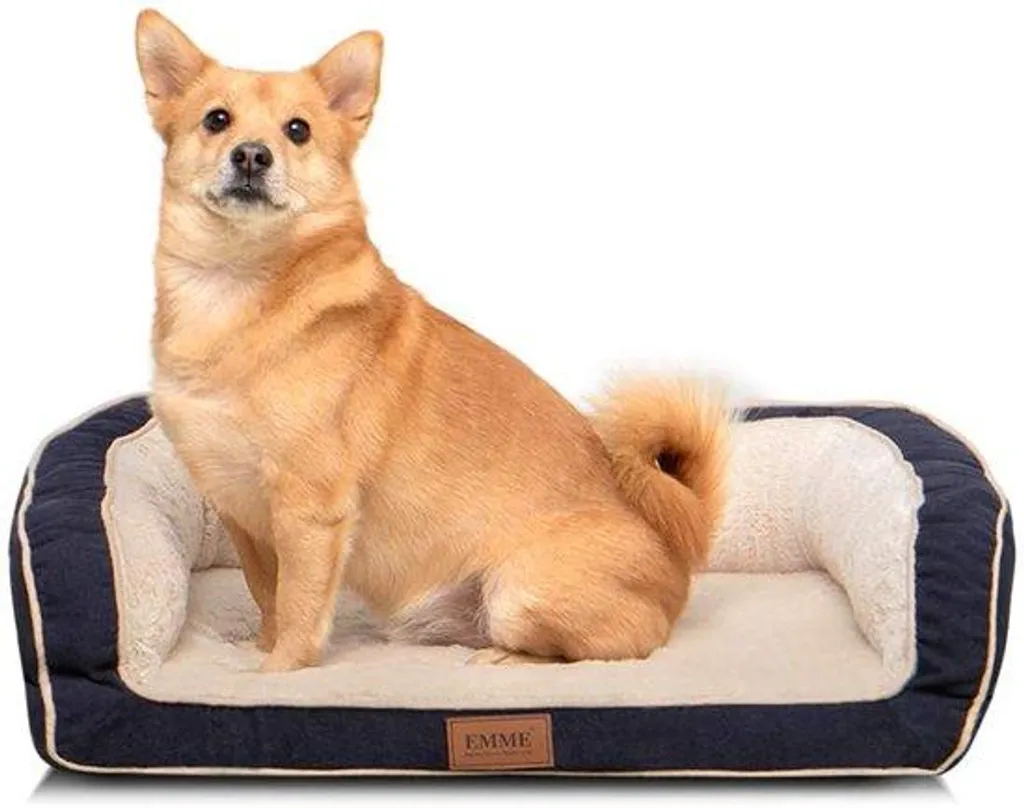 Lit relaxant pour chien moyen bleu marine, repos articulaire 68 cm
