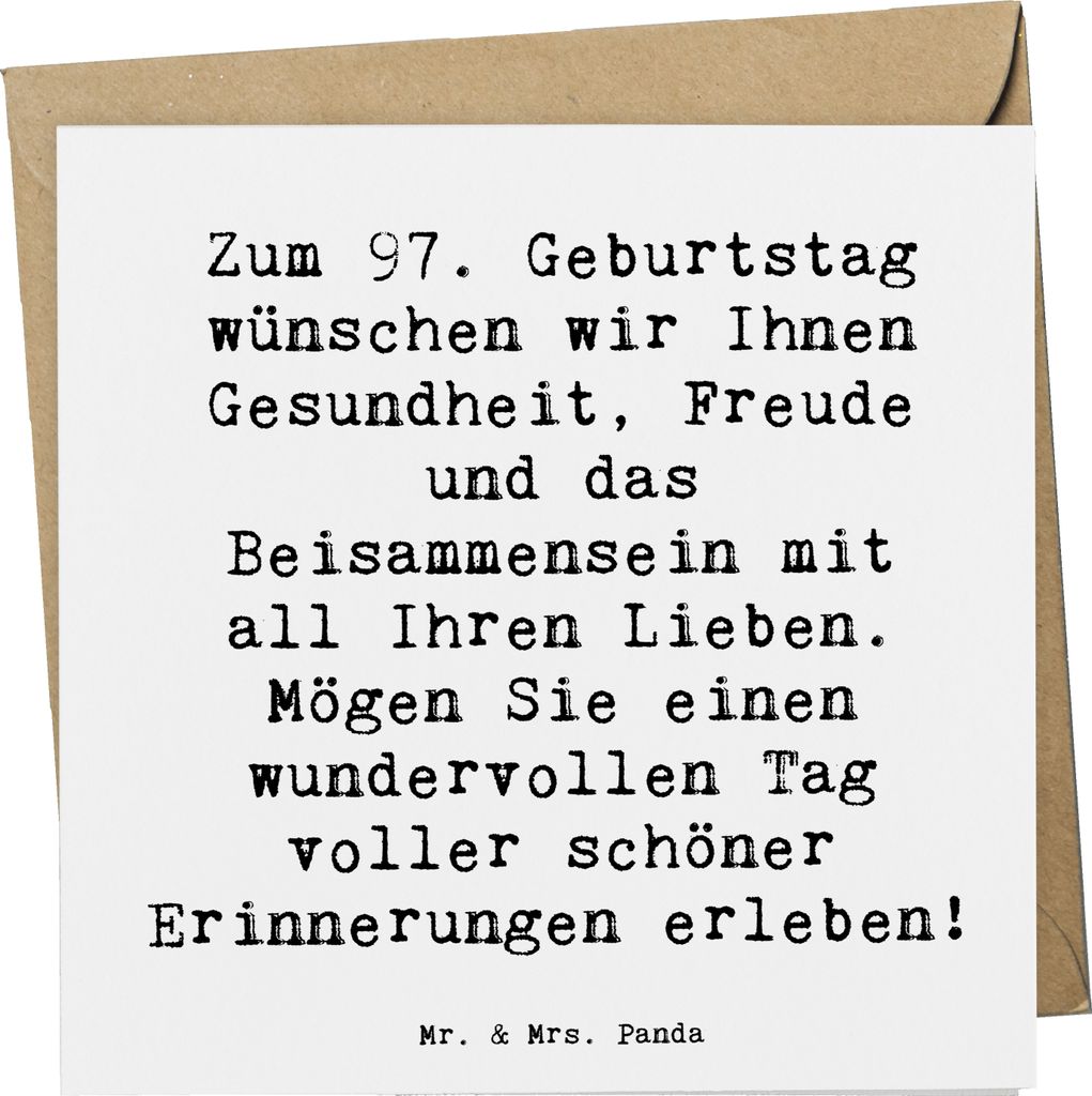 Mr. & Mrs. Panda Grußkarte Spruch 97. Geburtstag - Weiß - Produktbild 
