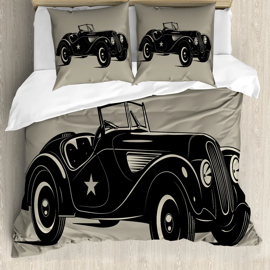 Set Copripiumino Matrimoniale ABAKUHAUS Auto Vintage 200x200