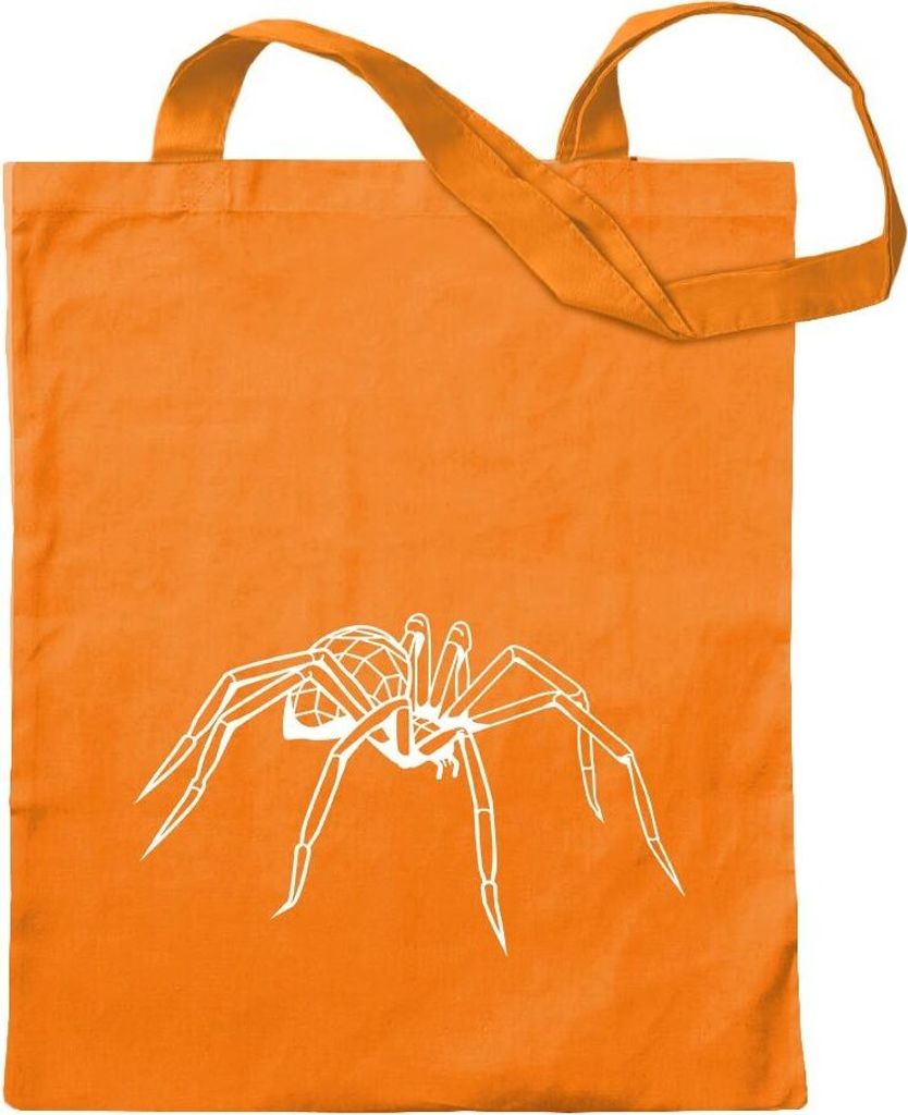 Kiwistar - Baumwolltasche - mandarin - Polygon Spinne Figur Tier Art - Tragetasche Stoffbeutel Umhängetasche Langer Henkel