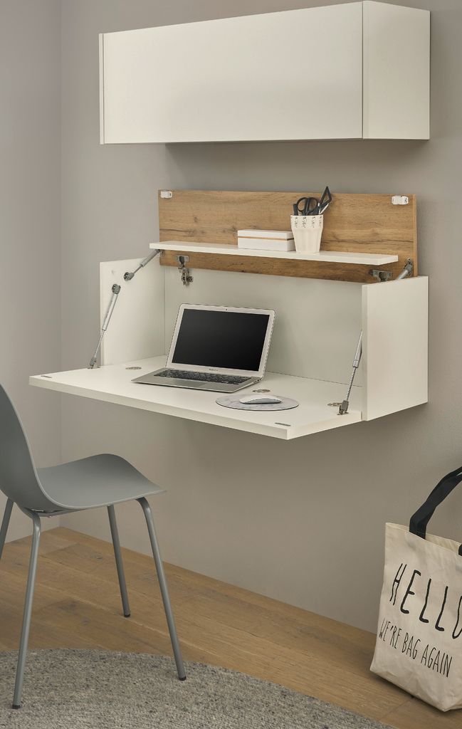 Büromöbel Set "Center" in weiß und Wotan Eiche Büroschrank und Sekretär hängend