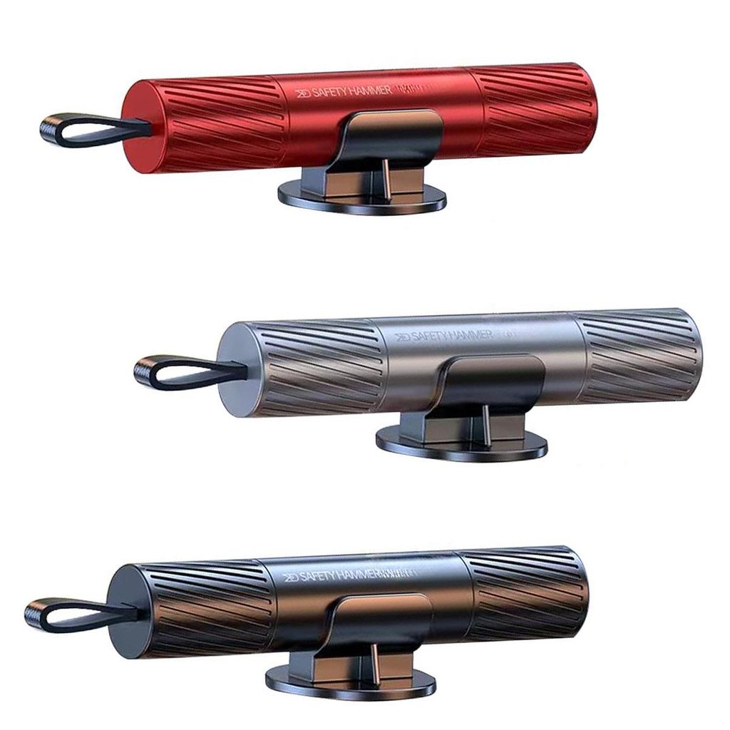 Hammer 3er-Pack Sicherheitshammer-Sicherheitsgurtschneider mit Testglas(3-St), Notfallgerät zum Glasbrechen, Multifunktions-Sicherheitshammer
