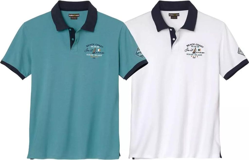 Atlas For Men - Poloshirt für Herren(2er-Pack) AF4193 (M) (Blau/Weiß)