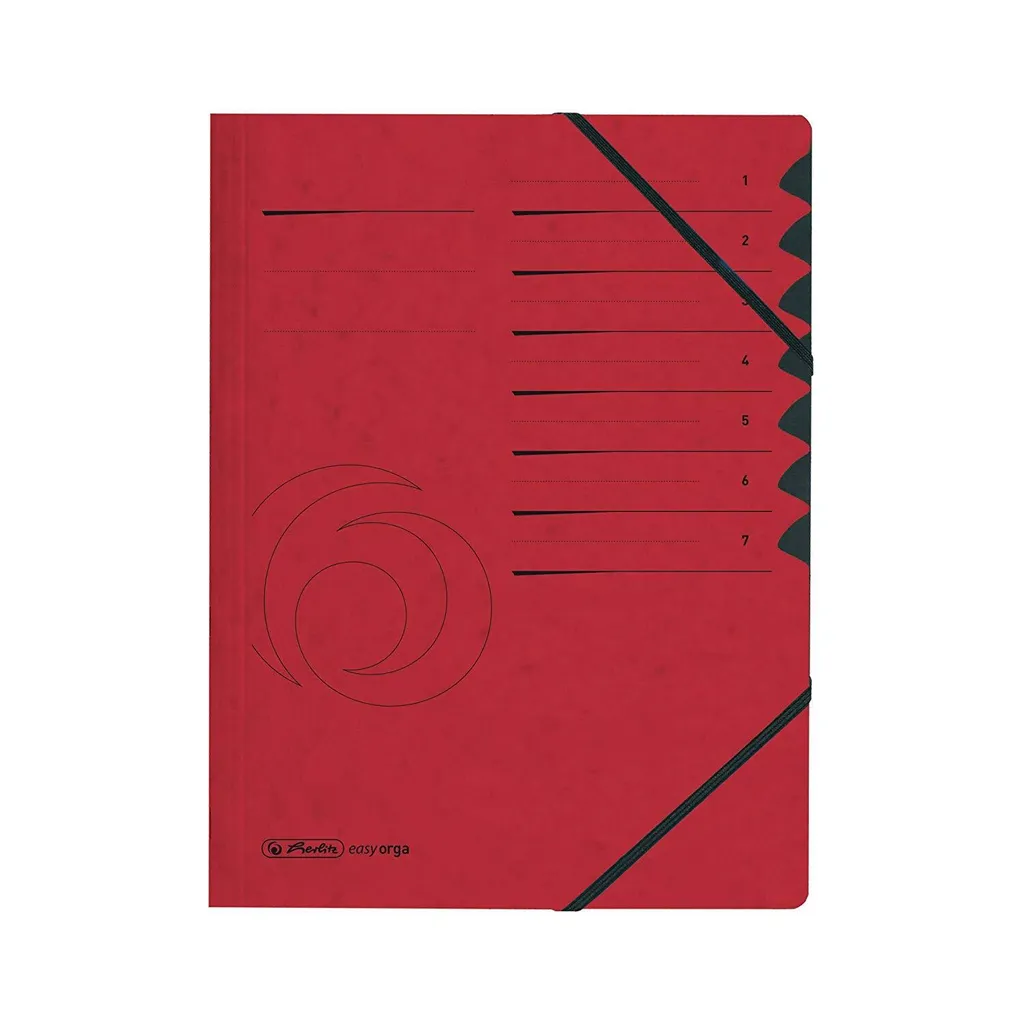 Herlitz EasyOrga A4 Rossa: Cartella Progetti 7 Scomparti in Cartone Premium