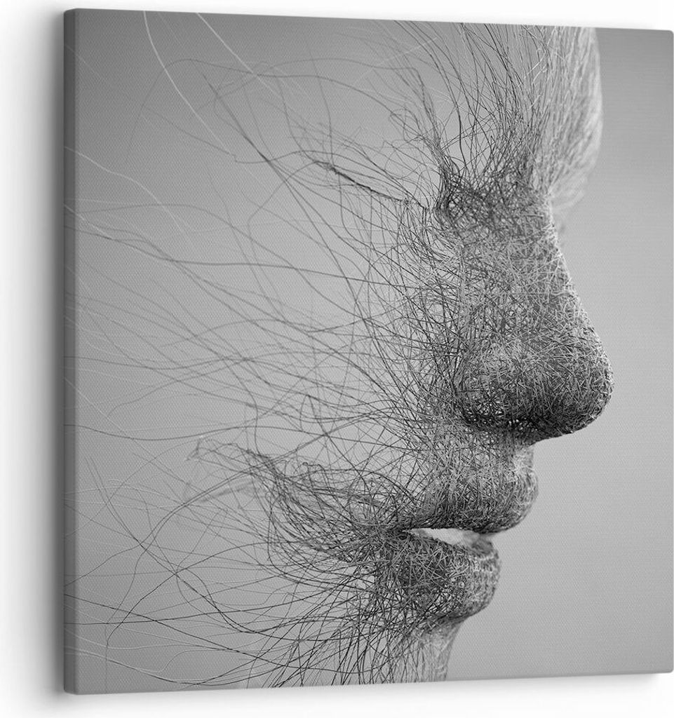 Bild auf Leinwand - Leinwandbild - Einteilig - Gesicht Grafiken Fäden - 30x30cm - Wand Bild - Wanddeko - Wandbilder - Leinwanddruck - Bilder - Wan...