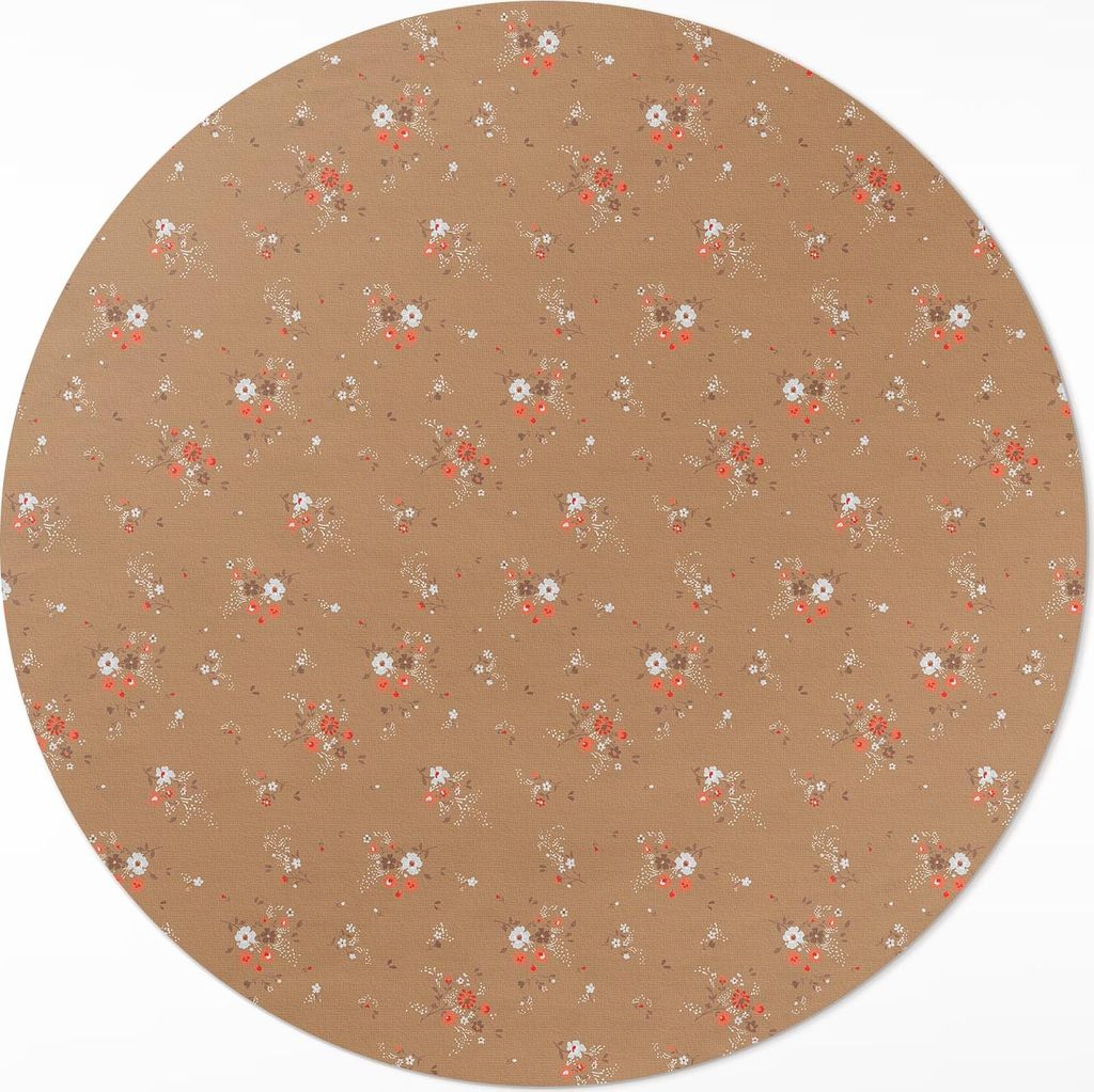 Kleine Feldblumen im Boho-Vintage-Stil– Vinylteppich – Indoor Teppich – Flur – Pflegeleicht – Runder Teppich – PVC Teppich – Outdoor ...