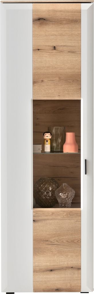 Vitrine - Lichtgrau Nachbildung - B 65 cm - Evoke Eiche Nachbildung - mit 1 Tür
