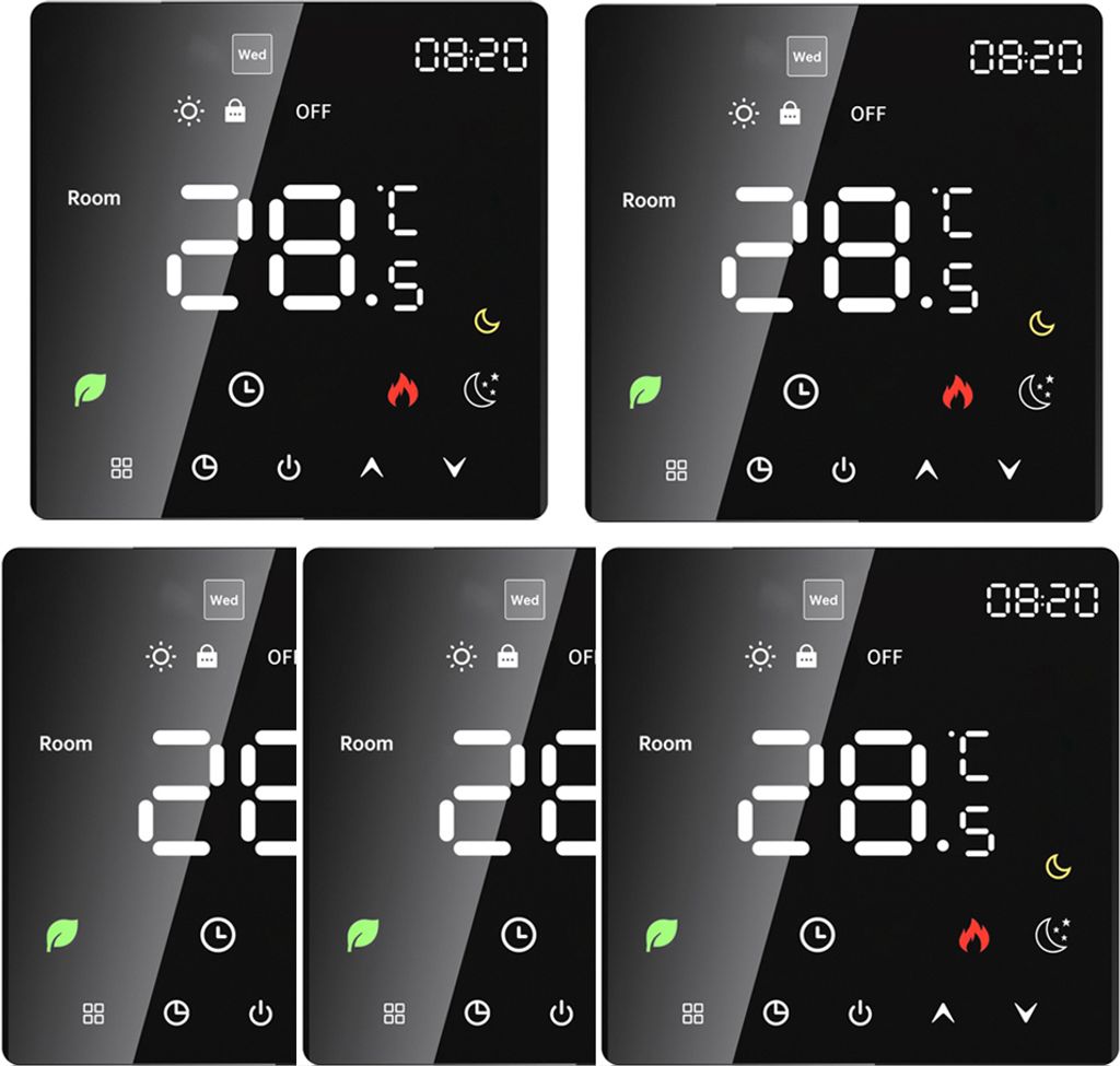 5X Smart Thermostat 3A Digital Raumthermostat Wasserheizungsgeräte Fußbodenheizung, Touchscreen, programmierbare Temperaturregelung, 2 Modus