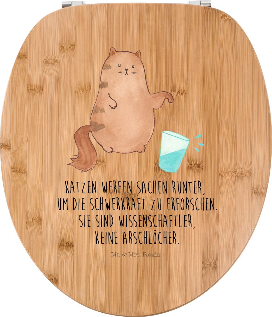 Mr. & Mrs. Panda WC Sitz Katze Wasserglas - Transparent - Geschenk, Katzen, Cat, Holz Toilettendeckel, Klo-Deckel, Neugierig, WC-Sitz, Brille, Klob...