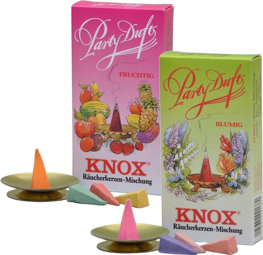 KNOX - 2er Set Räucherkerzen Party Düfte Blumig / Fruchtig - Inhalt jeweils 24 Stück, Größe M (Standard)