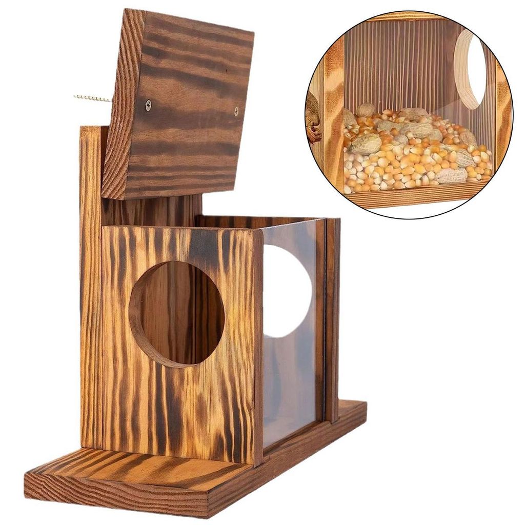 Eichhörnchen Futterhaus, Eichhörnchenfutterstation, Eichhörnchenhaus, Eichhörnchenfütterung aus Holz Für Aufstellung In Gärten Und Auf Balkonen