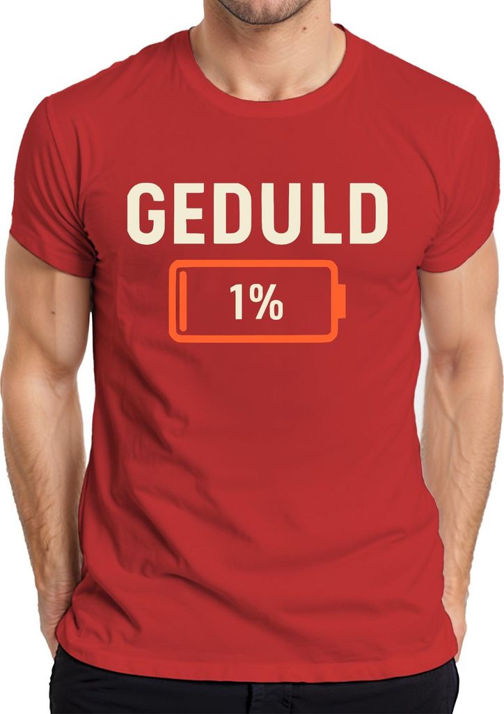 Geduld 1% Lustiger Spruch Sarkastisch Geschenk Büro Geburtstag Herren T-Shirt, Rot, S