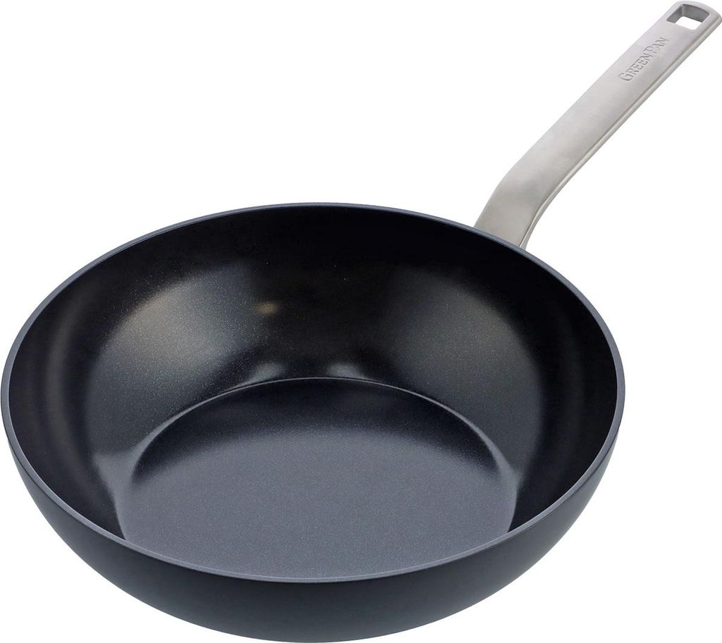 GreenPan CC006388-001, Rund, Wok-/Bratpfanne, Schwarz, Aluminium, 2,6 l, Keramik, Elektro, Gas, Halogen, Induktion