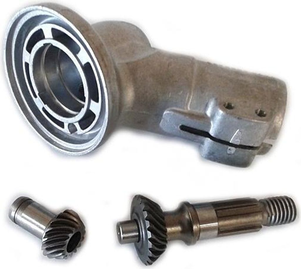 A set of gears and a gearbox housing for a string trimmer.