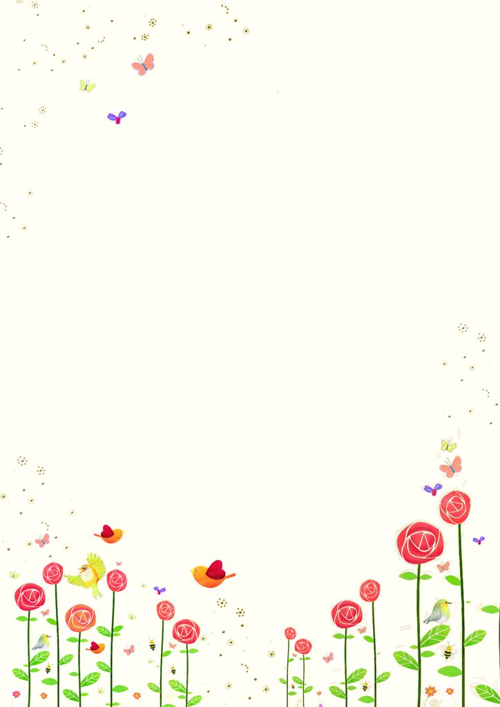 Briefpapier - Format 21 x 29,7 cm - Blumen und Vögel - 1 x Einleger