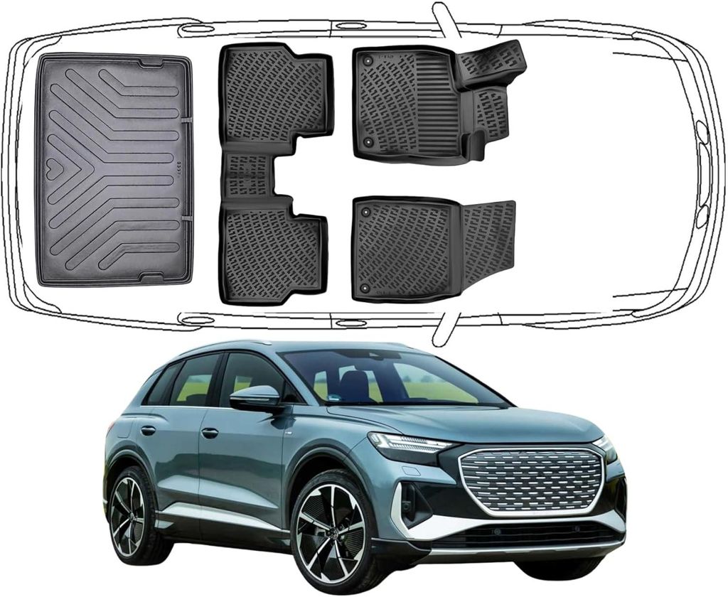 3D Fußmatten & Kofferraumwanne Set Kompatibel mit Audi Q4 Produktbild 