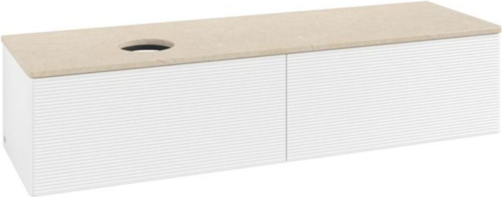 V&B Waschtischunterschrank mit Frontstruktur -Beleuchtung Antao 160x50cm, WBP-farbe botti., wh. m Lac
