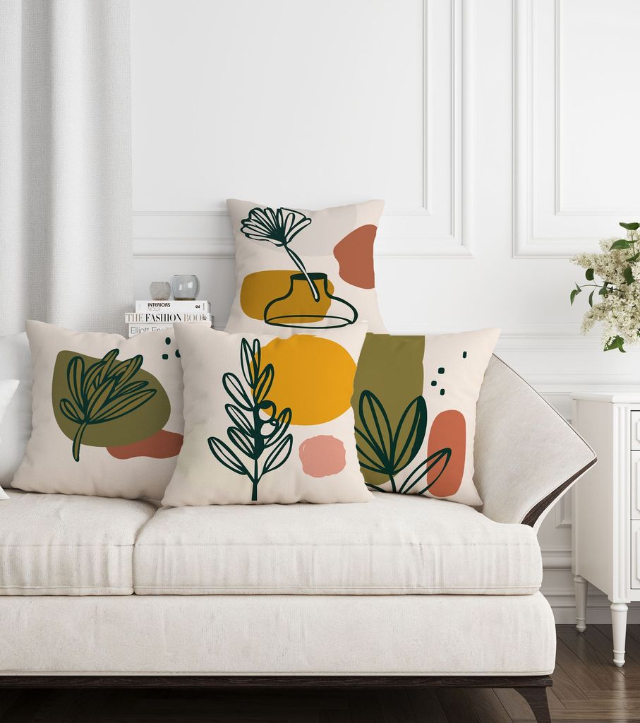 Evila Originals, ASR-plw4 - 11, Kissenbezug-Set (4 Stück), Mehrfarbig, 50 % BAUMWOLLE / 50 % POLYESTER, 43 x 43 cm
