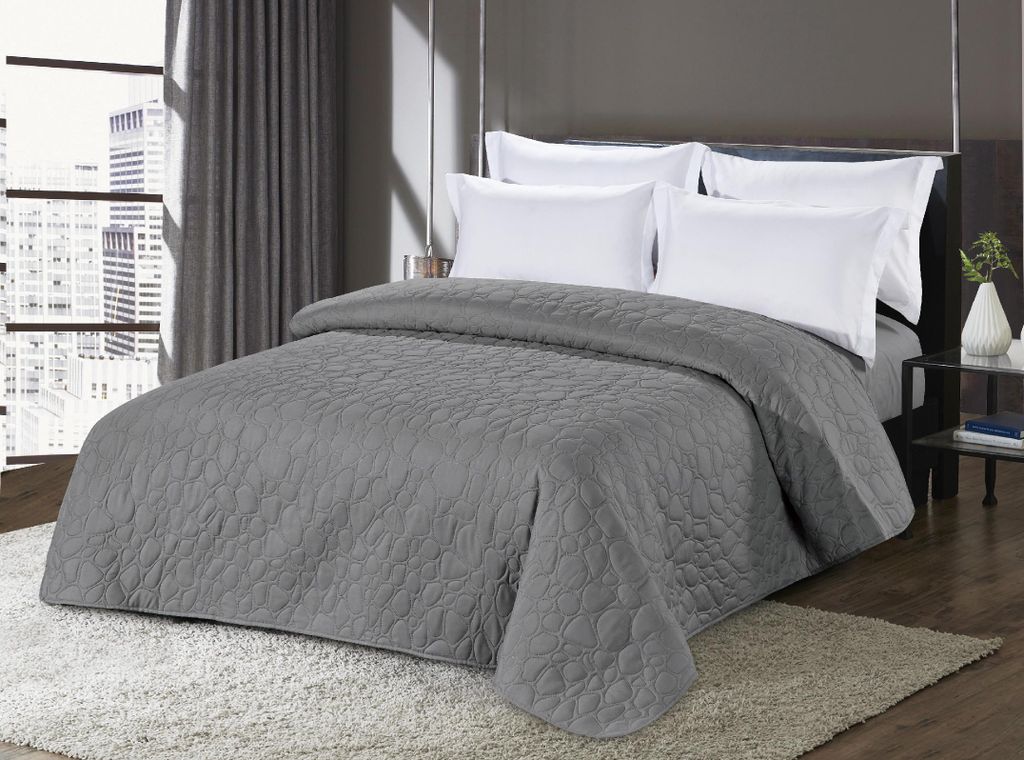 Narzuta szara z wzorem STONE Wymiary: 200 x 220 cm Zdjęcie produktu 