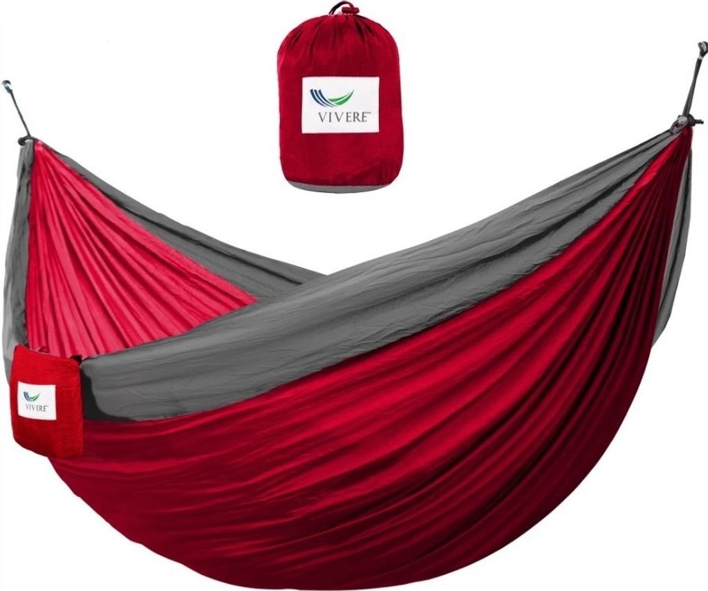 Doppelhängematte Hängematte Hängeliege Fallschirm Nylon Vivere PAR2 Crimson/Grey
