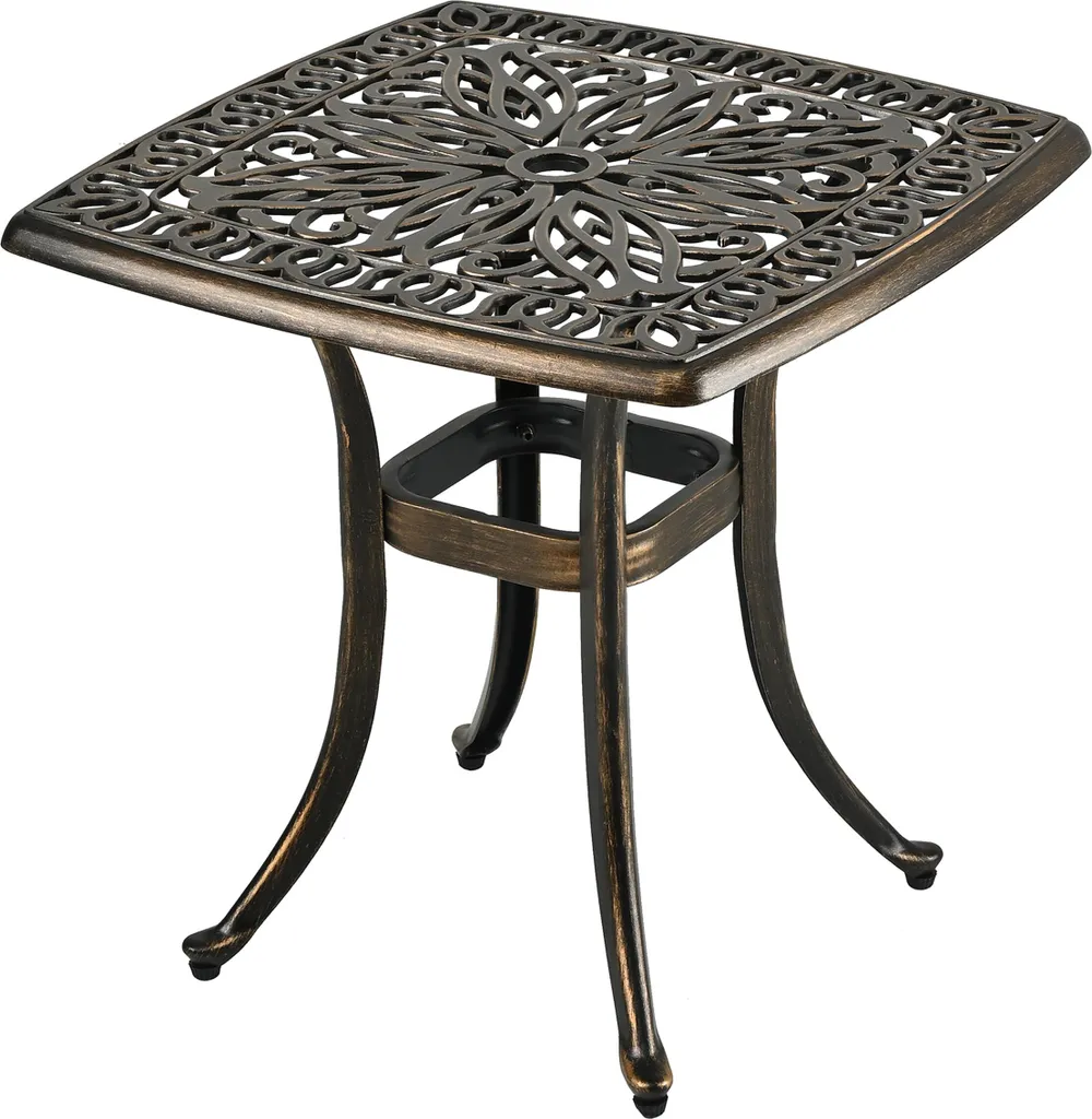 Tavolo Quadrato Relaxdays Foro Ombrellone 90x90 | Acciaio Anti-Ruggine