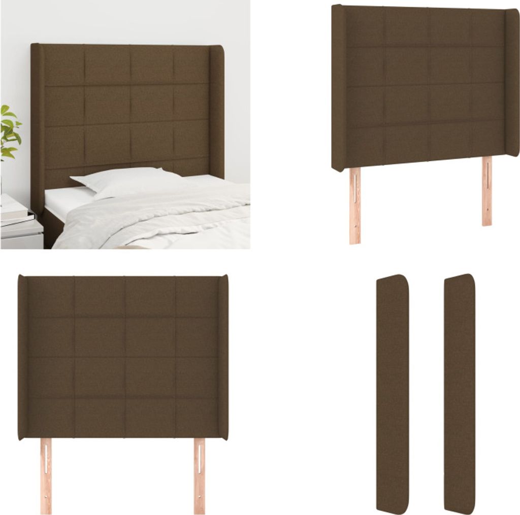 vidaXL Kopfteil mit Ohren Dunkelbraun 103x16x118/128 cm Stoff - Kopfteil - Kopfteile - Bett-Kopfteil - Bettkopfteil