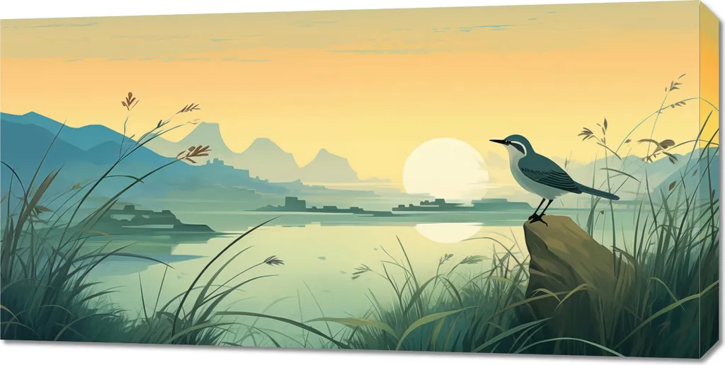Quadro 100x50 cm Tramonto sul Santuario sul fiume