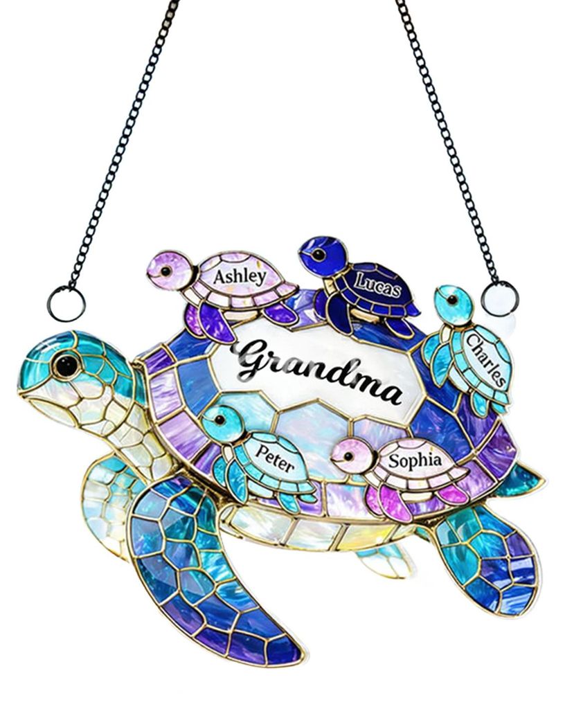 Acryl-Sonnenfänger mit Meeresschildkröte, 20 cm, für drinnen und draußen, Garten, Fenster, Wand, Buntglas-Ornament, Muttertagsgeschenk