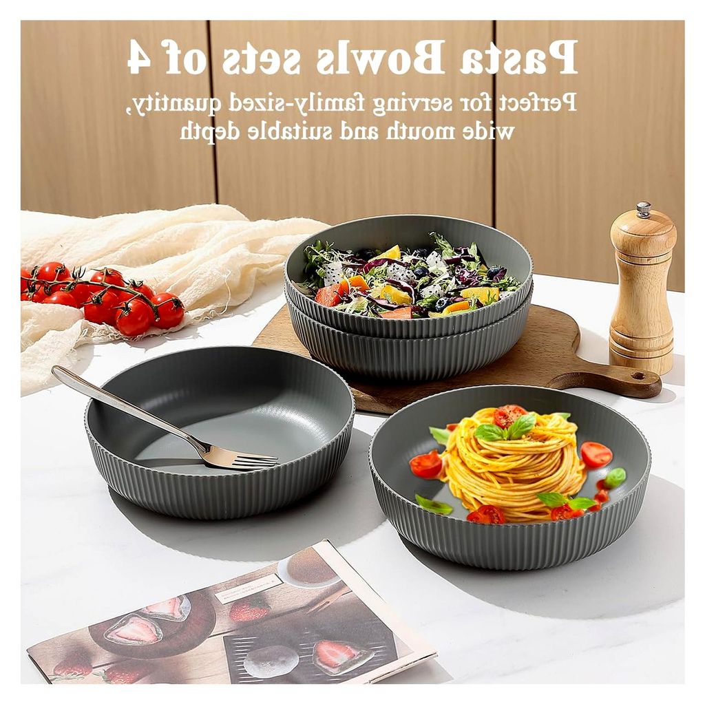 Pasta-Schalen Set von 4, Unzerbrechliche Kunststoff-Schalen für Suppe, Salat und Pasta, 1,1L - Geeignet für Zuhause, Restaurant, Camping und Pick...