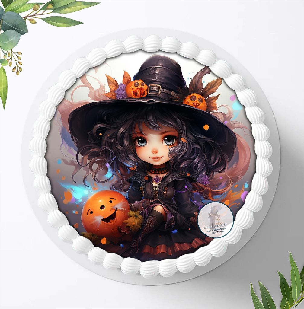 Für die Geburtstags Torte ein Tortenaufleger, Zuckerbild mit dem Motiv: Wicked Witch, Essbares Foto für Torten, Fondant, Ø 20cm, 2332z