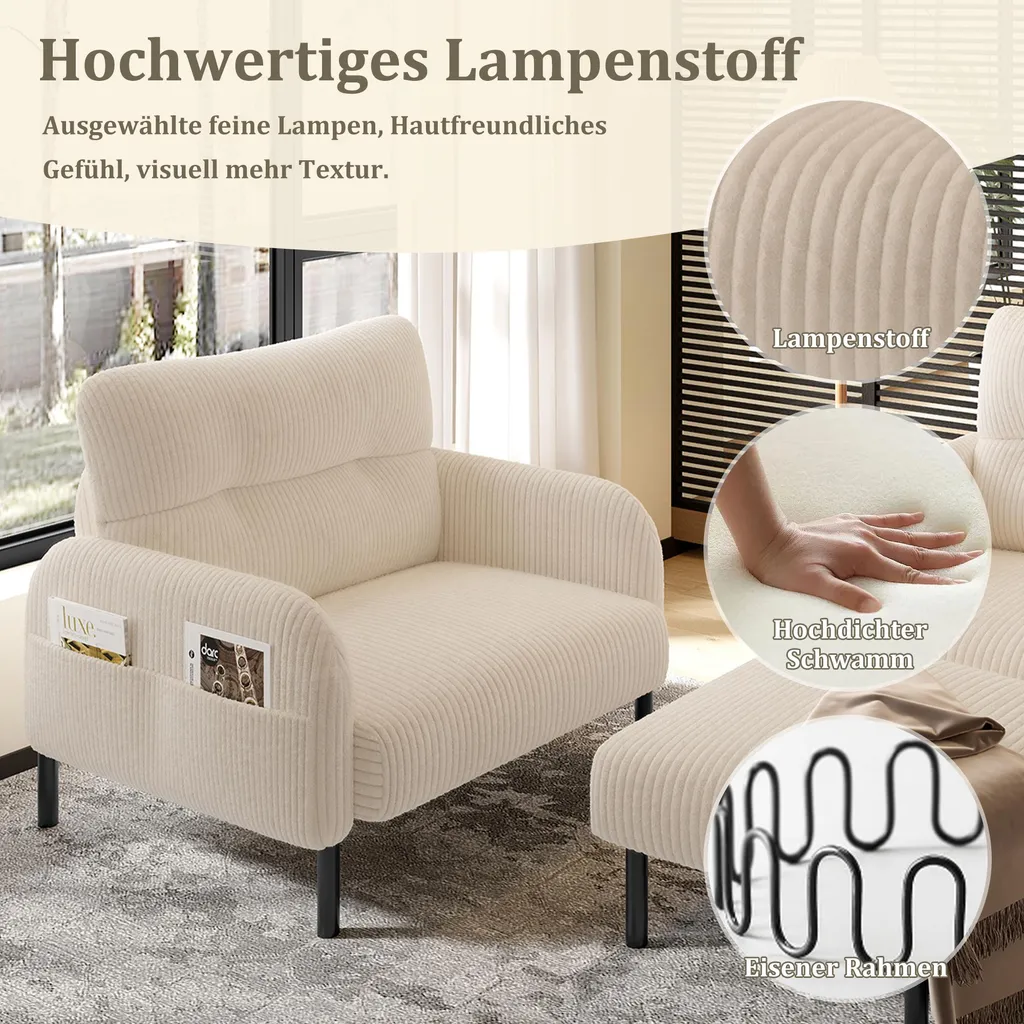 Optimisez votre Salon : Canapé Beige Modulable avec Poches de Rangement - 4