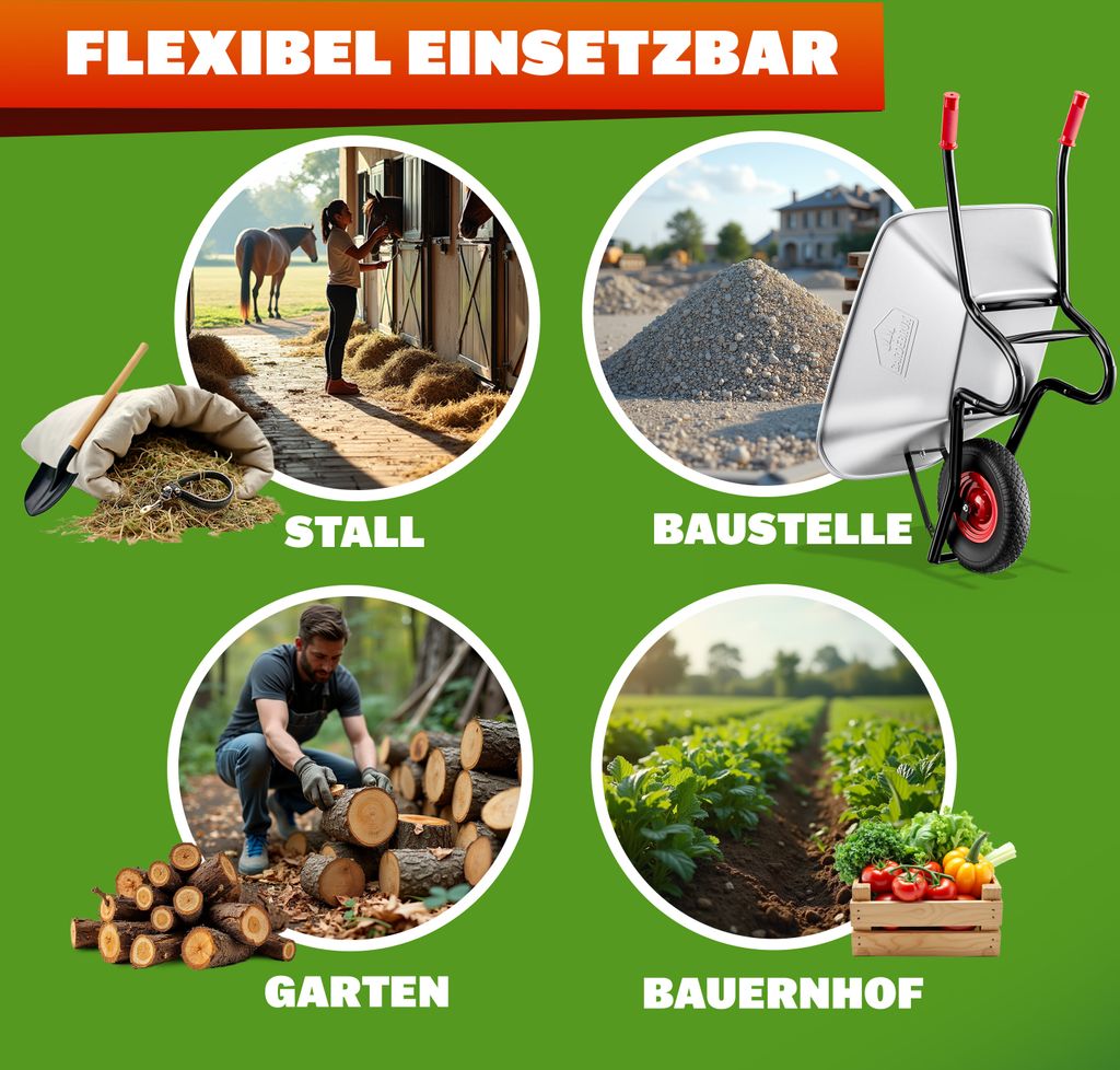GARDEBRUK® Schubkarre 100 Liter bis 250kg Luftreifen mit Produktbild 8