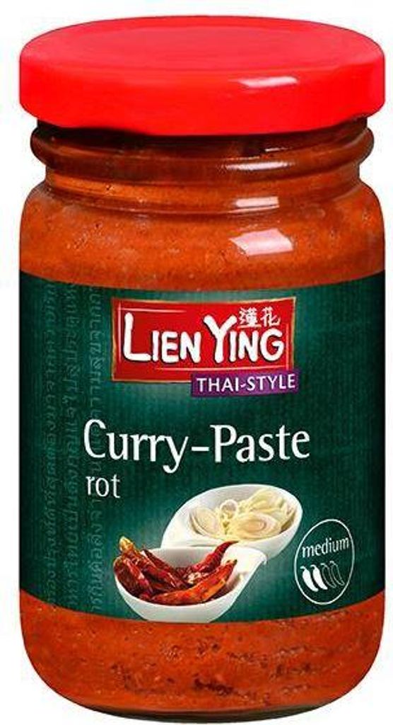 Lien Ying Curry-Paste rot 125 G Glas Glutenfrei Lactosefrei Produktbild 
