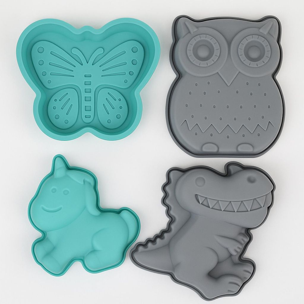 Silikon Tierfiguren-Backform 16×15×3,5 cm – flexible lebensmittelechte Form mit verschiedenen Tierdesigns, ideal für Kuchen, Schokolade, Puddi...