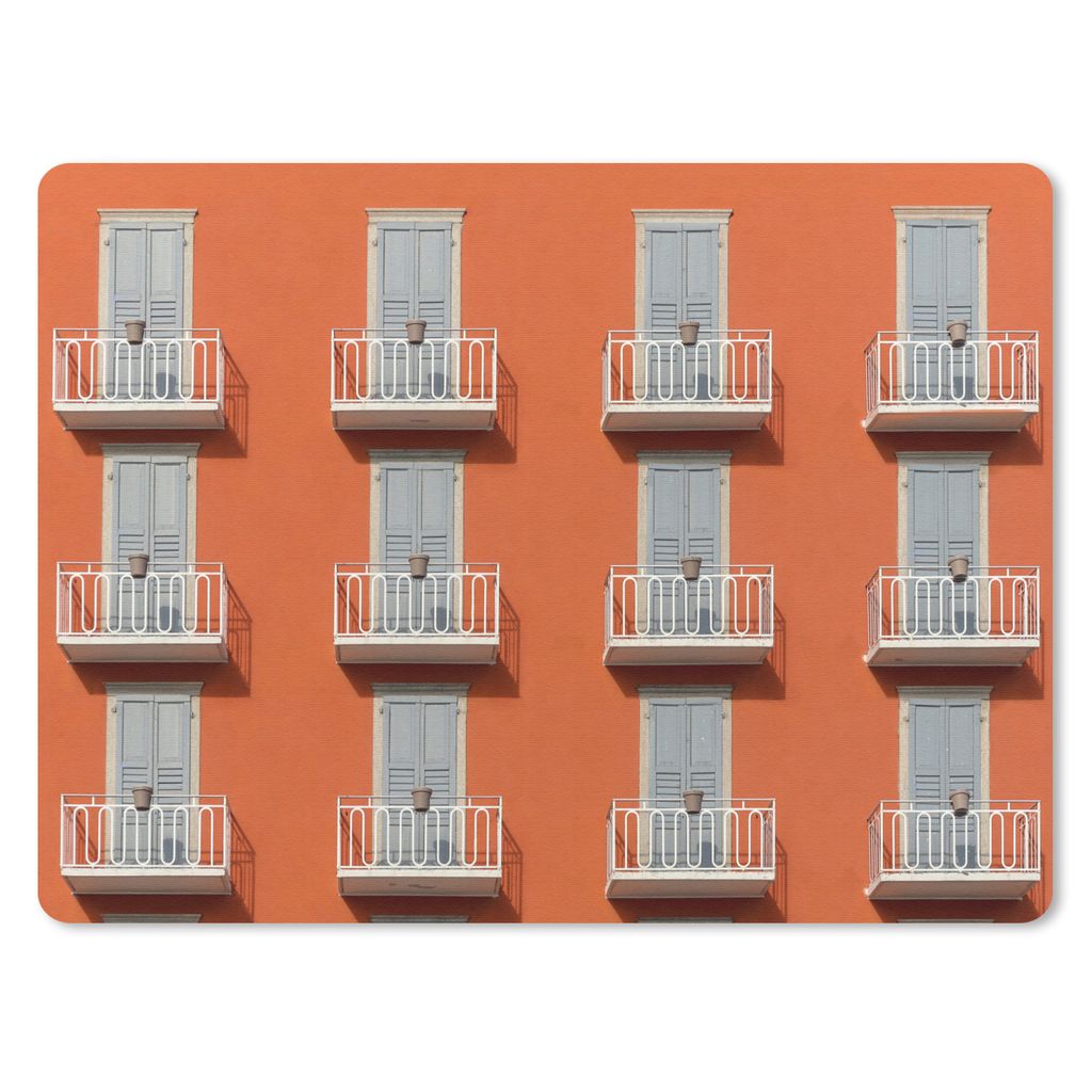 MuchoWow Mauspad Mousepad Tür - Balkon - Architektur - Palme - Orange 40x30 cm - Mousepads - Maus Mat - Pad - Mausunterlage - Anti Rutsch