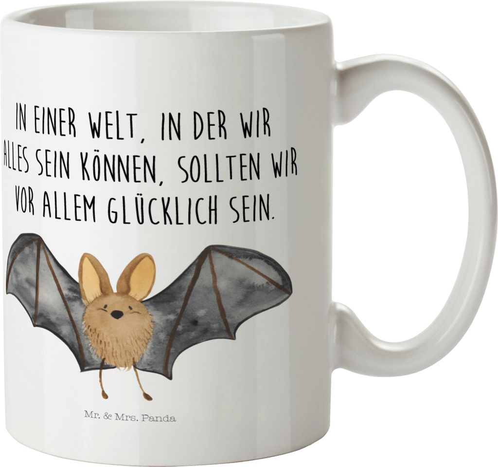 Mr. & Mrs. Panda Plastikbecher Fledermaus Flügel - Weiß - Geschenk, Kinderbecher, Trinklernbecher, Lustige Sprüche, Haferl, Pott, Mehrwegbecher