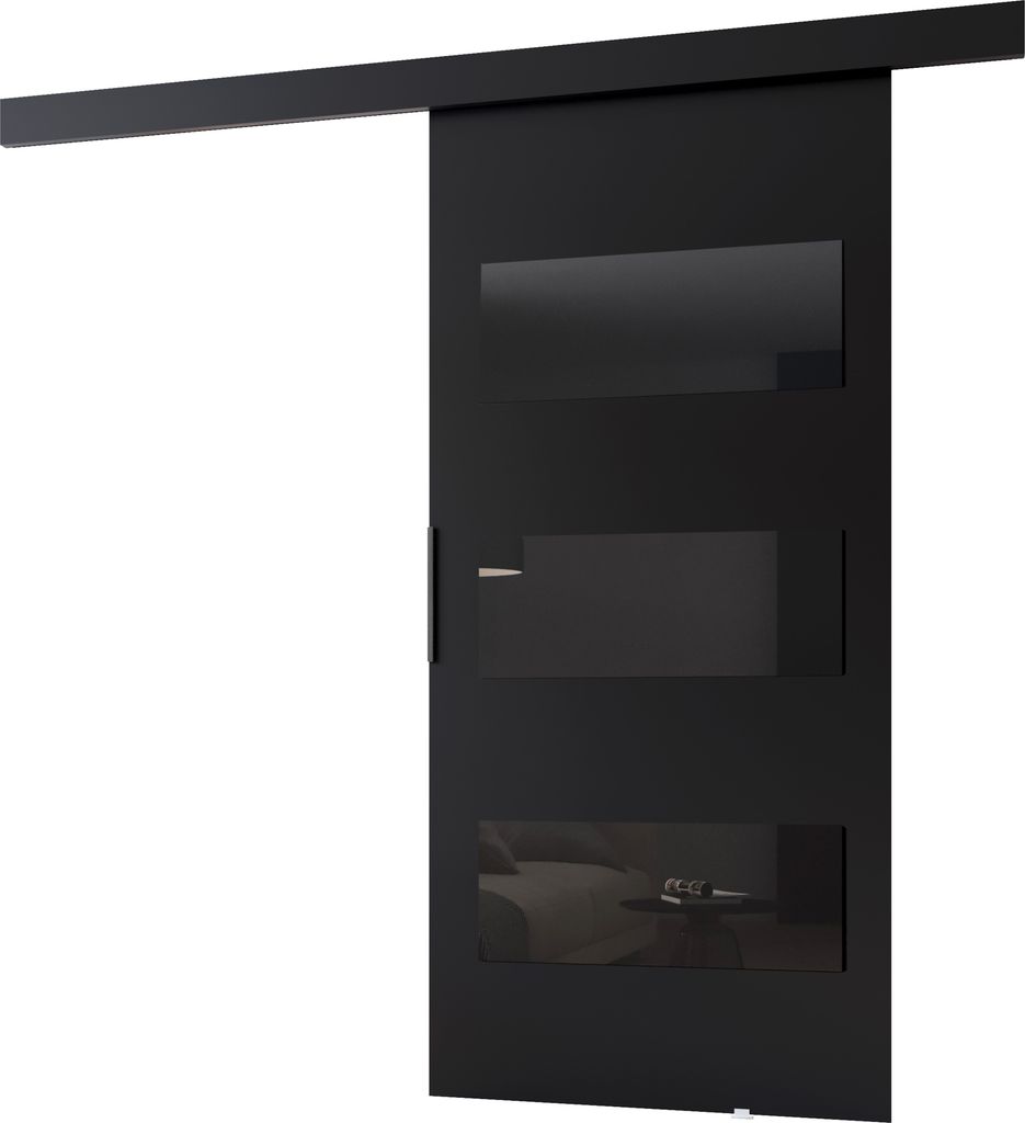 Minio, Schiebetür "CLEAN E", Zimmertür, 96 cm, Schwarze Farbe