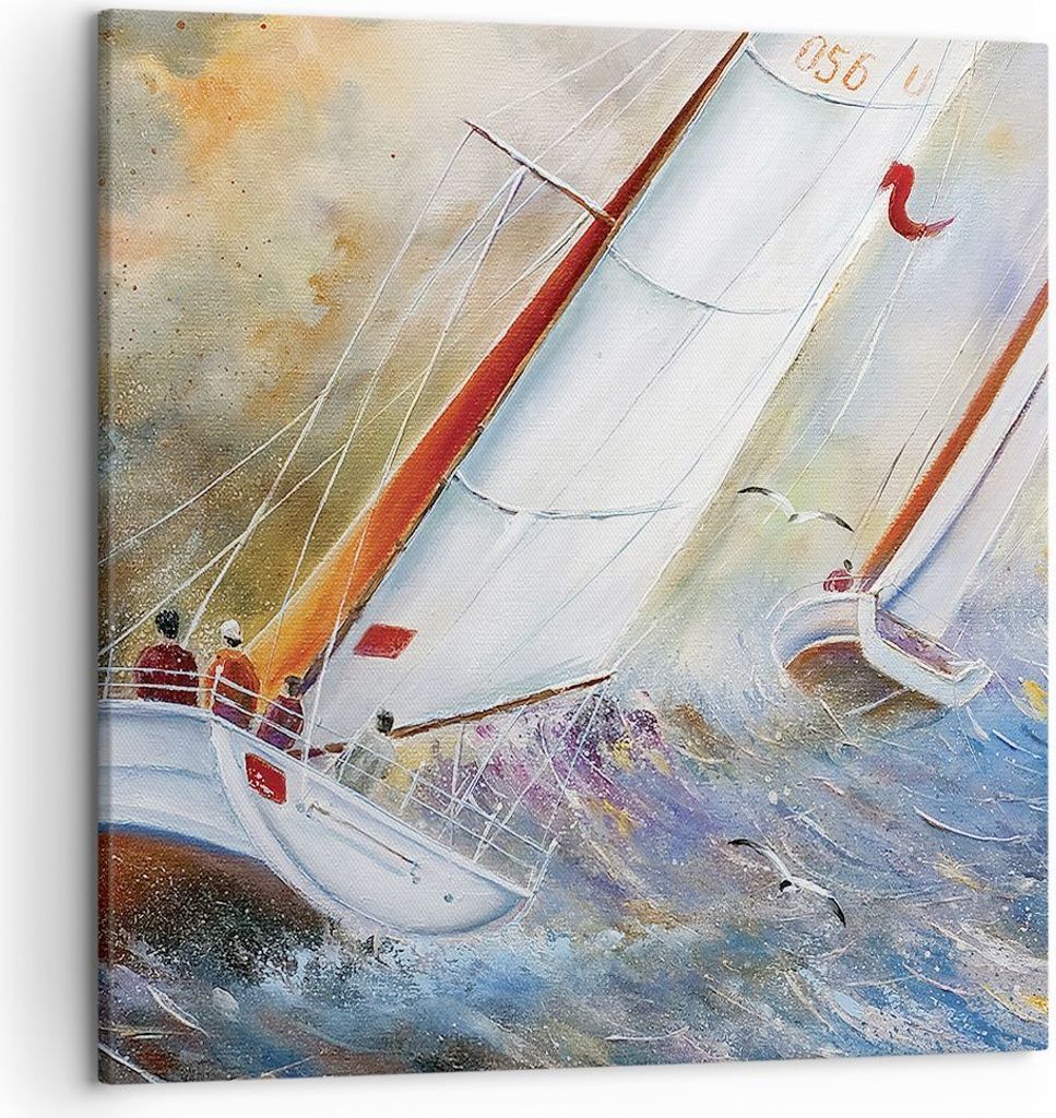 Bild auf Leinwand - Leinwandbild - Einteilig - Segelboot Bild Regatta - 50x50cm - Wand Bild - Wanddeko - Wandbilder - Leinwanddruck - Bilder - Wand...