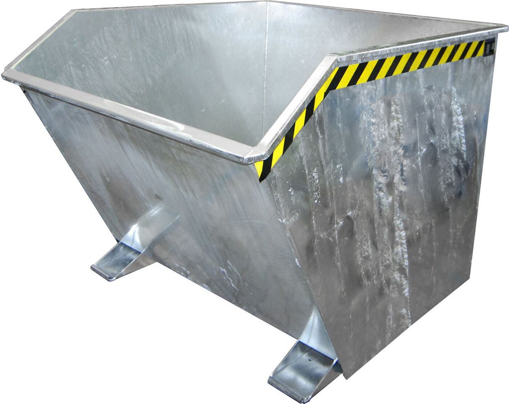 Mulden-Selbstkippbehälter, automatischer Aufrichter, Traglast 1500 kg, LxBxH 1640x1280x1090 mm, Vol. 1,50 cbm, verzinkt