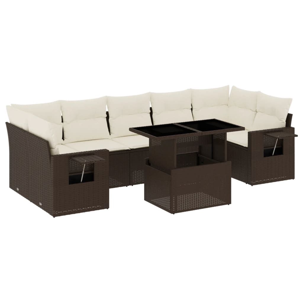 "2026 MODERNE" 8-tlg. Garten-Sofagarnitur/Garten-Essgruppe - Lounge-Set - Balkonmöbel Set - mit Kissen Braun Poly Rattan - Gartenmöbelset CC6141570