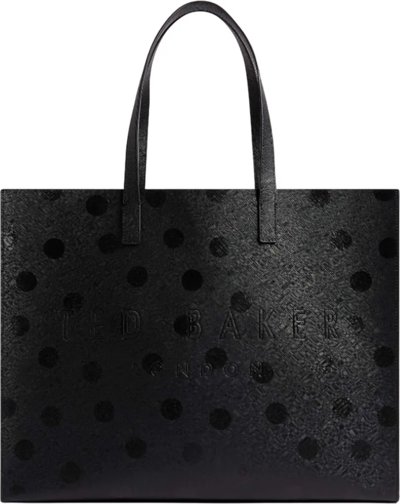 Sac Iconique Ted Baker Dotee Noir à Pois Blancs avec Finition Vernie