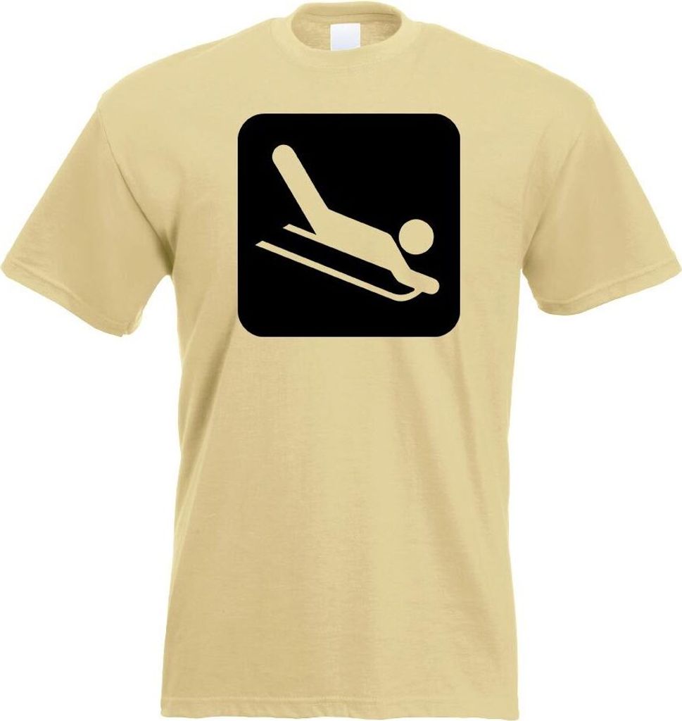 Kiwistar - T-Shirt - Khaki - Rodelbahn Piste Piktogramme Herren Funshirt Bedruckt Design Sprüche Spruch Motive - mit Motiv Bedruckt - Funshirt Des...