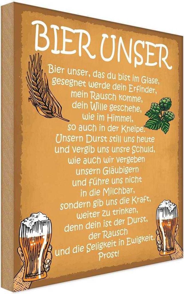 vianmo Holzschild 18x12 cm Bier unser in Ewigkeit Prost Essen Trinken