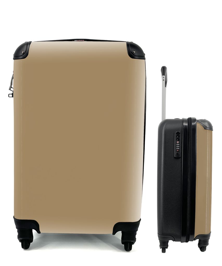 MuchoWow Koffer Handgepäck Trolley Rollkoffer Kleine Reisekoffer mit 4 Rollen - Palette - Beige - Innenbereich - Cabin Size < 55x40x23 cm & 55x4...