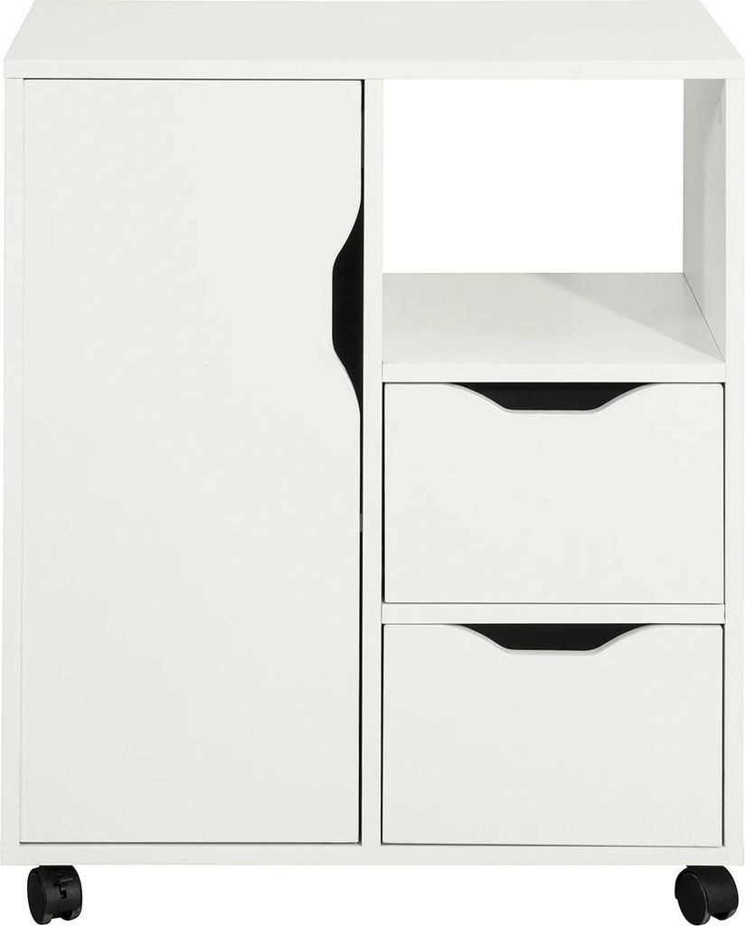 FBT105-W, Druckerwagen Rollcontainer, 2 Schubladen & 1 Tür, Weiß