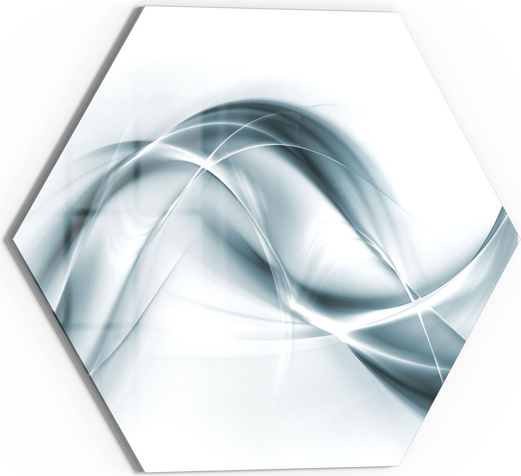 DEQORI Magnettafel Glas 40x35 cm 6-eckig 'Chrom Schwingungen' beschreibbar Whiteboard