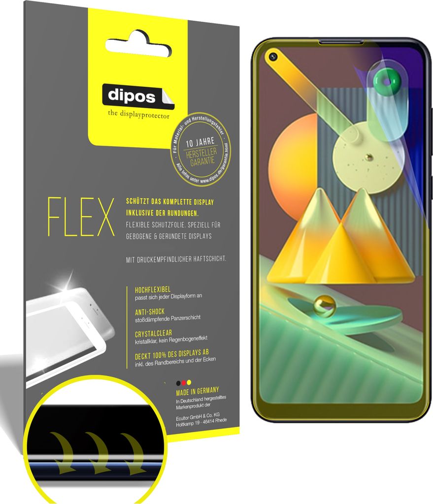 2x Schutzfolie für Samsung Galaxy M11 inkl. Rundung 3D Full Cover Flex Folie