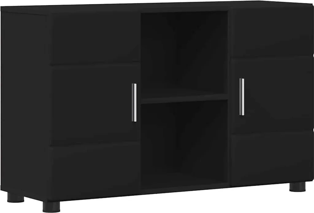SYFAX™ Credenza Nera Legno Multistrato | Mobiletto Soggiorno Luxury